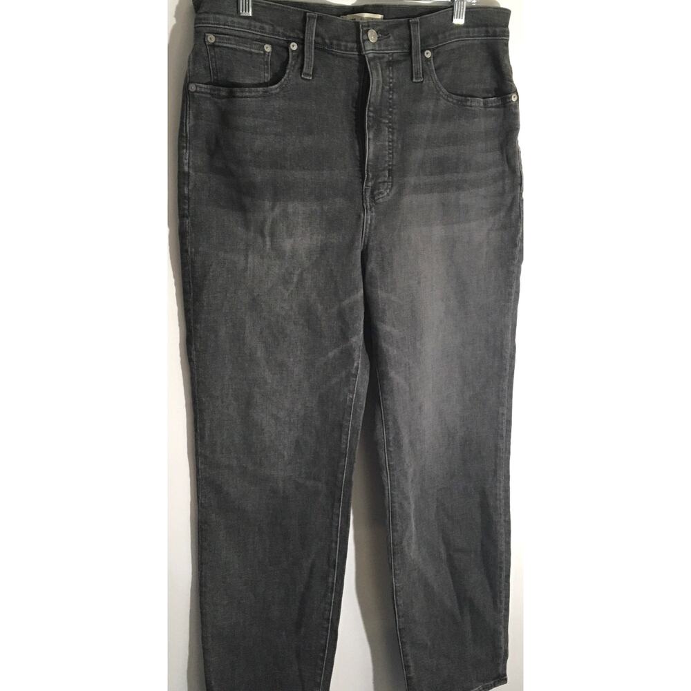 Madewell The Momjean Women's Size 31 Gray High Rise Straight Stretch Denim Pants